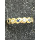 9ct Gold ring set with sapphire & diamonds Size Q