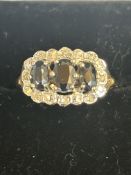 9ct Gold ring set with sapphires & diamonds Size Q