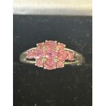 9ct White gold ring set with 11 pink sapphires & d