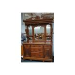 Large edwardian side board with bevel glass mirror