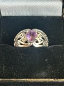 Silver & amethyst ring boxed
