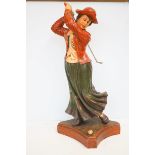 Large resin figure of a lady golfer Height 71 cm
