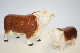 Malbar ware hereford bull & calf (calf A/F)