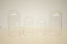 4 Clock domes - 3 glass & 1 plastic Tallest 29 cm