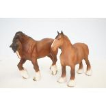 2 Beswick horses with matt finish - 1 hoof AF