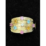 Arabic gold ring set with 9 gem stones - 5 rings i