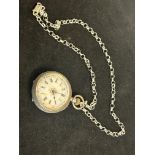 Silver fob watch necklace