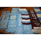 Collection of Manchester city football scarfs