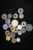 Various old coins including early Chinese minted