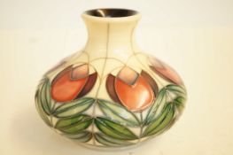 Moorcroft squat vase Tulipurple - red dot