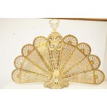 Victorian brass peacock fireguard