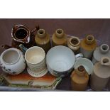 Mixed box of stoneware bottles & others