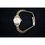 9ct Gold cased Elco ladies wristwatch with yellow