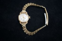 9ct Gold cased Elco ladies wristwatch with yellow
