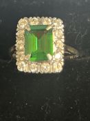 9ct Gold ring set with emerald & cz stones Size O