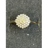 9ct gold diamond cluster ring Size L