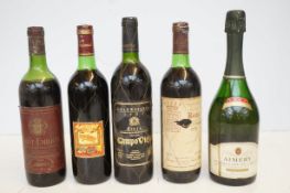Five bottles of vintage red wine Saint - Emilion -