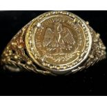 9ct gold sovereign style ring Size W.5