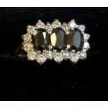 9ct gold ring set with white and blue stones, Size