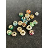 20 silver rimmed murano glass beads