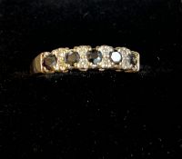 9ct gold ring set with Diamond and sapphire Size P