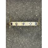 9ct gold ring set with diamond and sapphire Size O