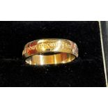 9ct gold ring with inscription Size K