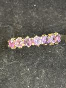 9ct gold ring set with 7 amethyst Size N