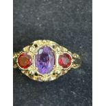 9ct gold ring set with amethyst Size S. 3.5 grams