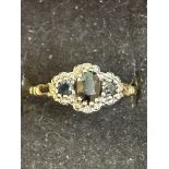 9ct gold ring set with Sapphire and diamonds Size