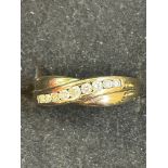 9ct gold ring set with white stones Size N 3 grams