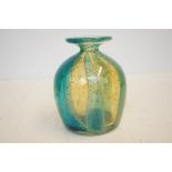 Mdina blue and yellow glass vase, height 15cm