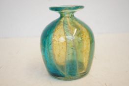 Mdina blue and yellow glass vase, height 15cm