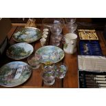 Collection of cabinet plates, retro glassware and