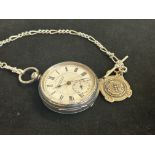 Silver pocket watch together with 1/2 albert watch