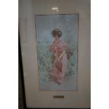 N Prescott /Davies 1897 watercolour titled Shower