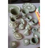 Collection of green Wedgwood jasper ware