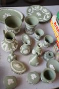 Collection of green Wedgwood jasper ware