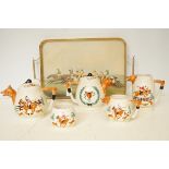 Horse racing related tea set with serving tray (1950s)