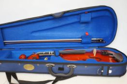 Cased violin with soft case
