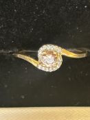 9ct Gold ring set with brown sapphire & diamonds S