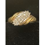 9ct Gold ring set with diamonds Size O 2.8g