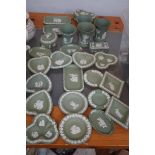 Collection of green Wedgwood jasper ware