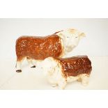 Melba ware hereford bull & calf