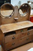 1930's oak dressing table with double mirror