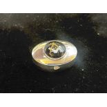 Silver oval pill box (masonic enamel)