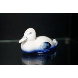 Royal Doulton blue & white flambe duck (rare)
