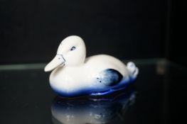 Royal Doulton blue & white flambe duck (rare)