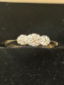 9ct Gold ring set with 3 diamonds Size Q 1.8g
