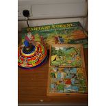 Vintage top spinner, vintage fantasy forrest game